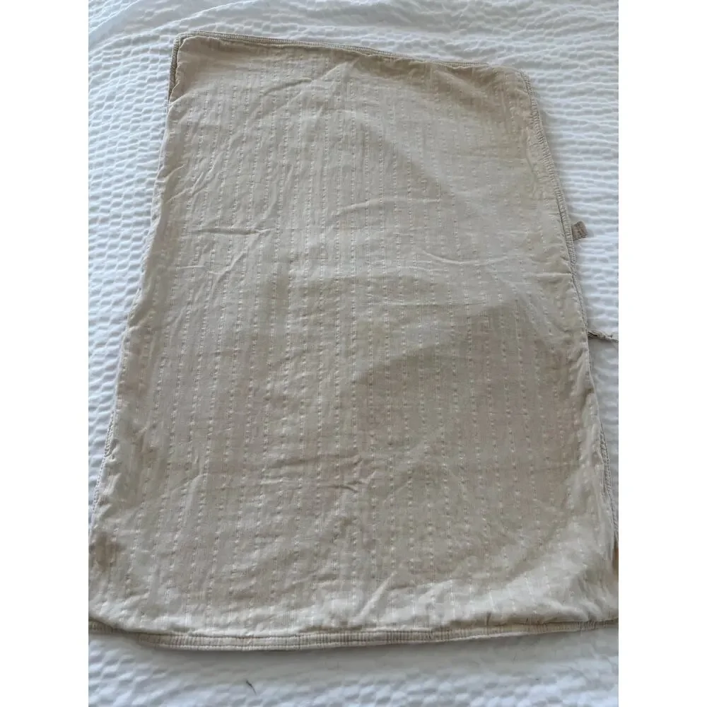 DKNY Pure Standard Queen Pillow Sham Cotton Textured Neutral Tie Back Slub 20x30